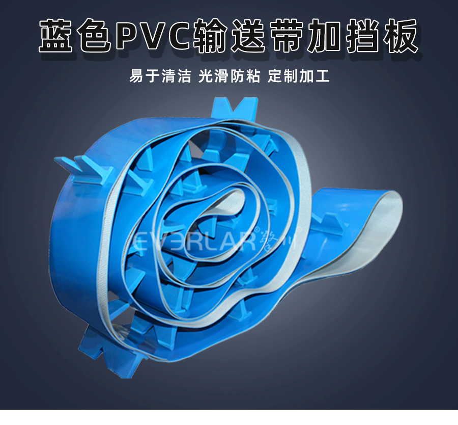 藍色PVC<a href='http://moonflower.top/shusongdai/' target='_blank'><u>輸送帶</u></a>加擋板