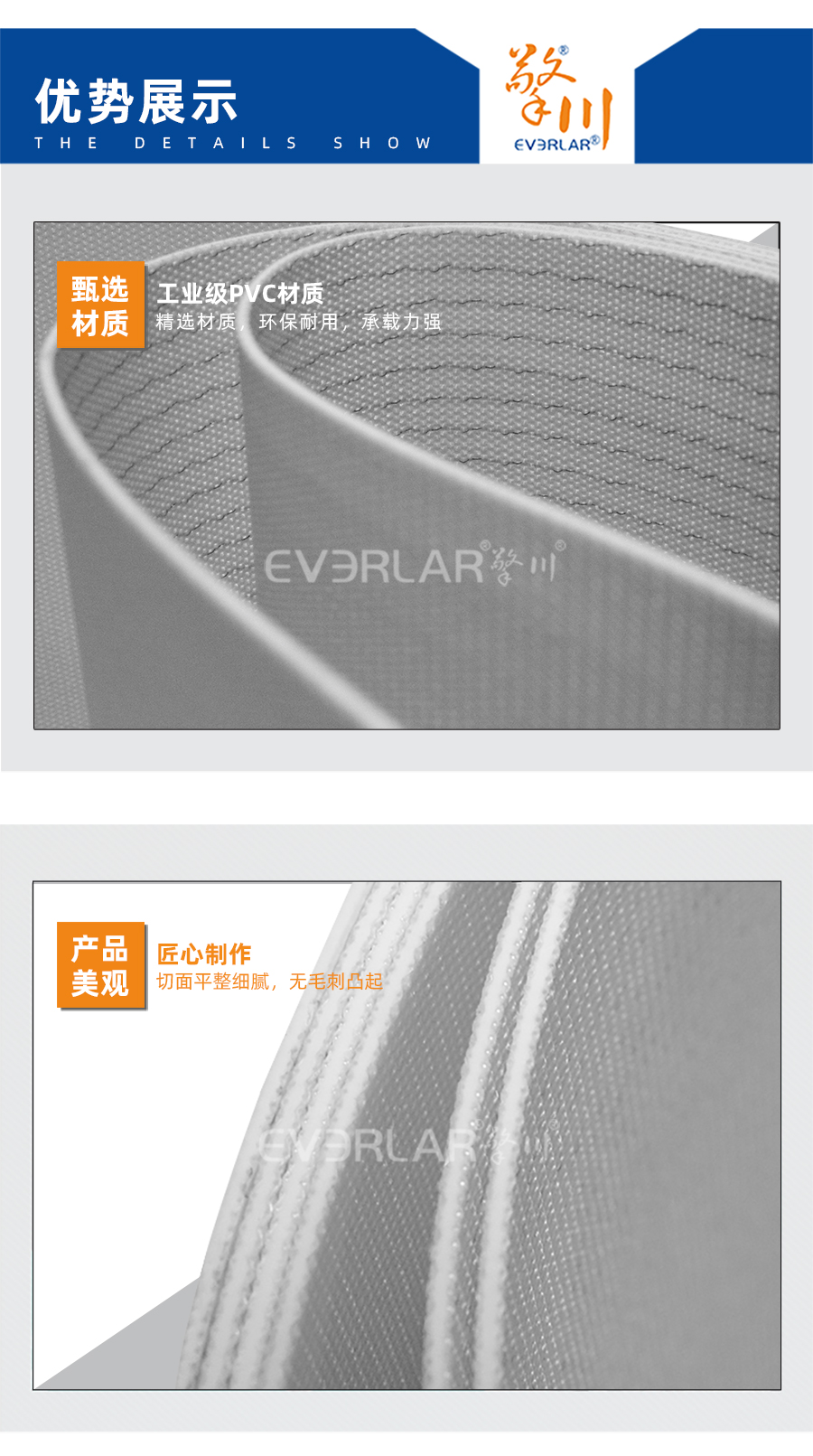 白色PVC雙面纖維輸送帶詳情06