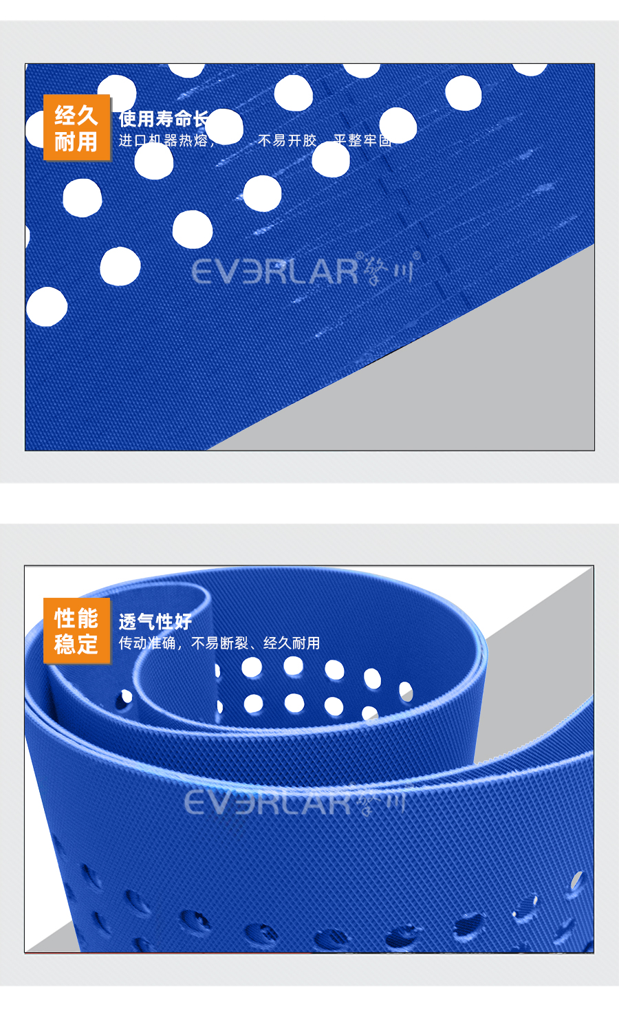 藍(lán)色鉆紋PU輸送帶打孔詳情07